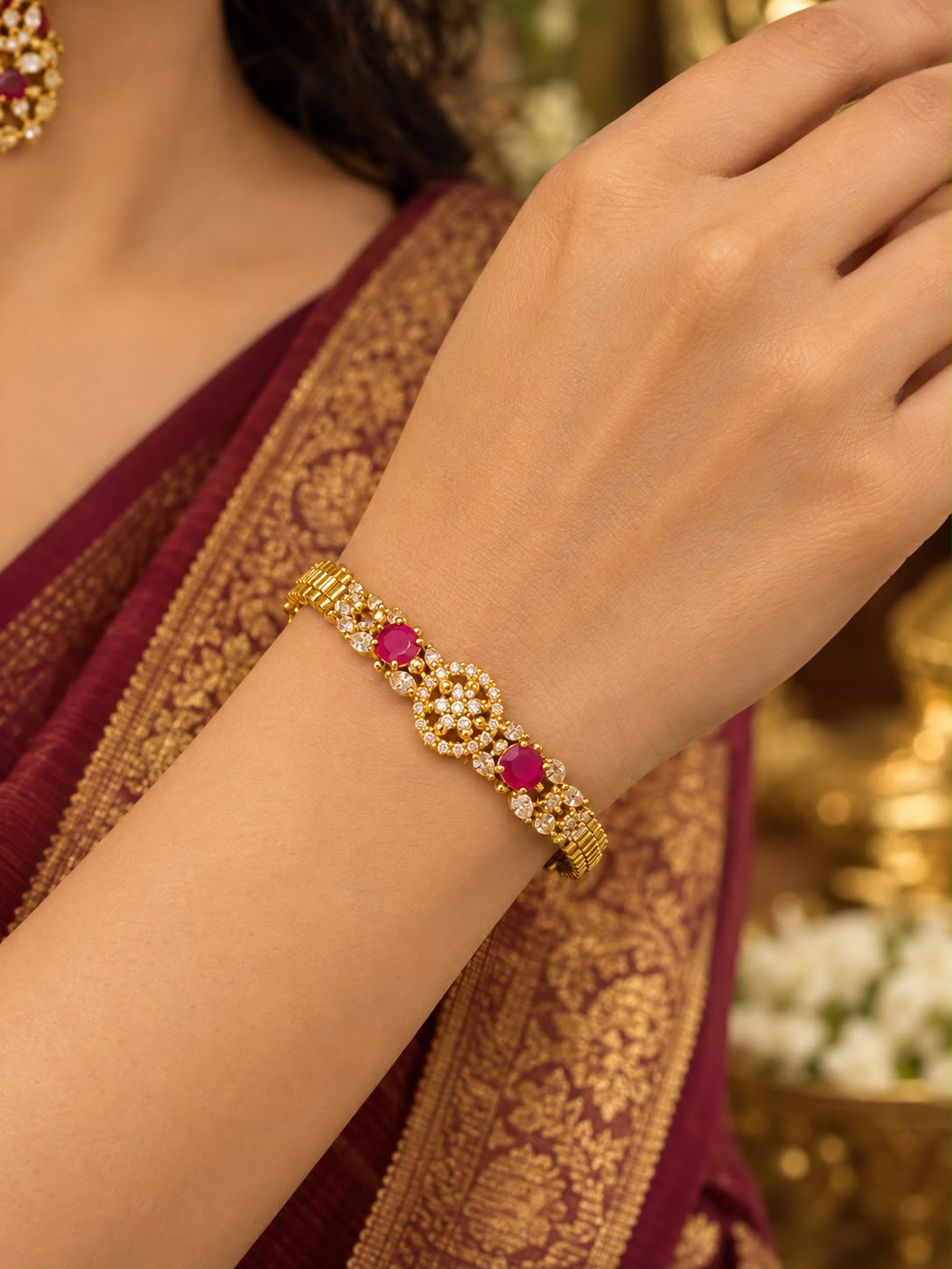 Regal Ruby Bracelet with CZ
