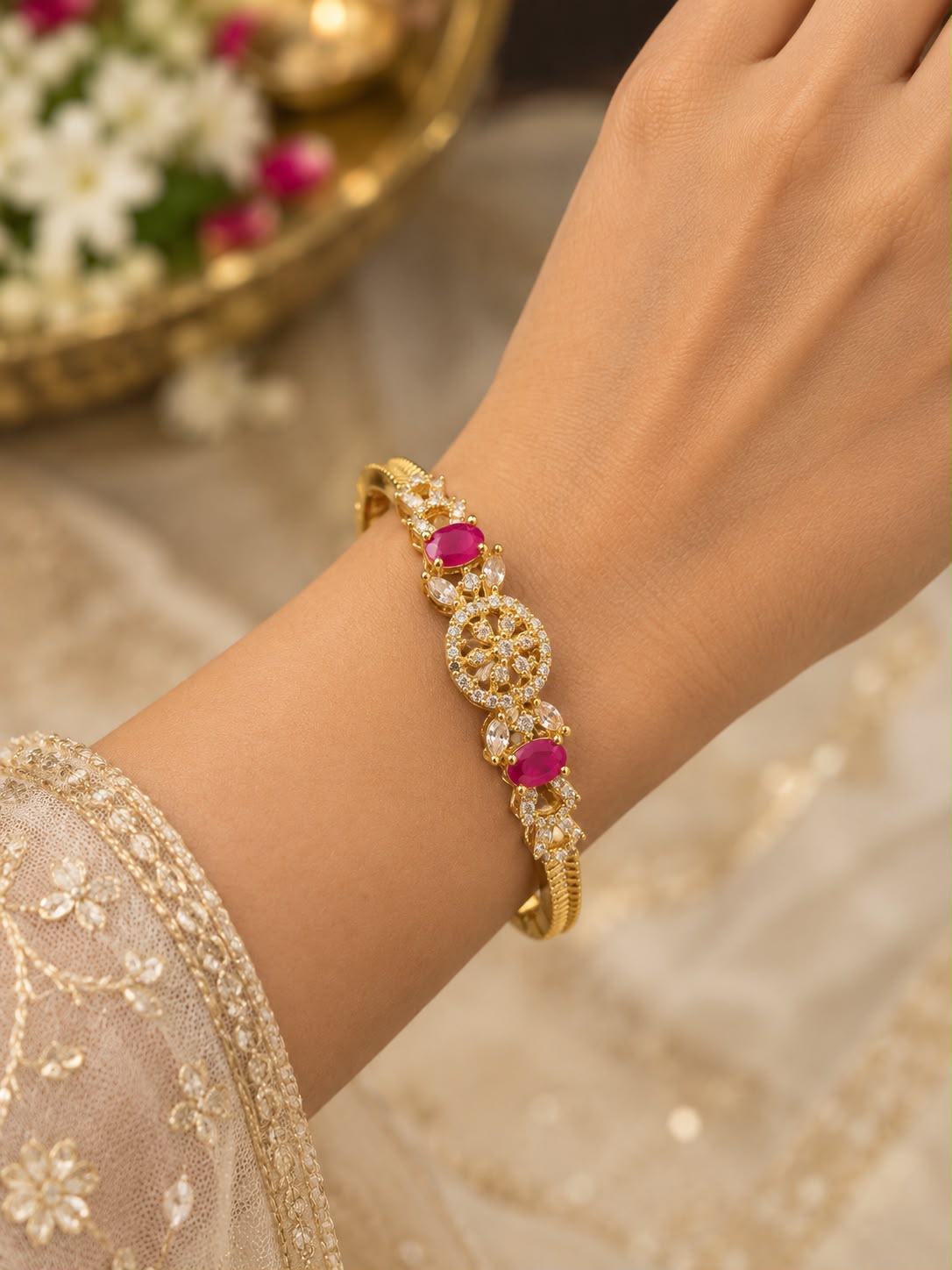 Regal Ruby Bracelet with CZ