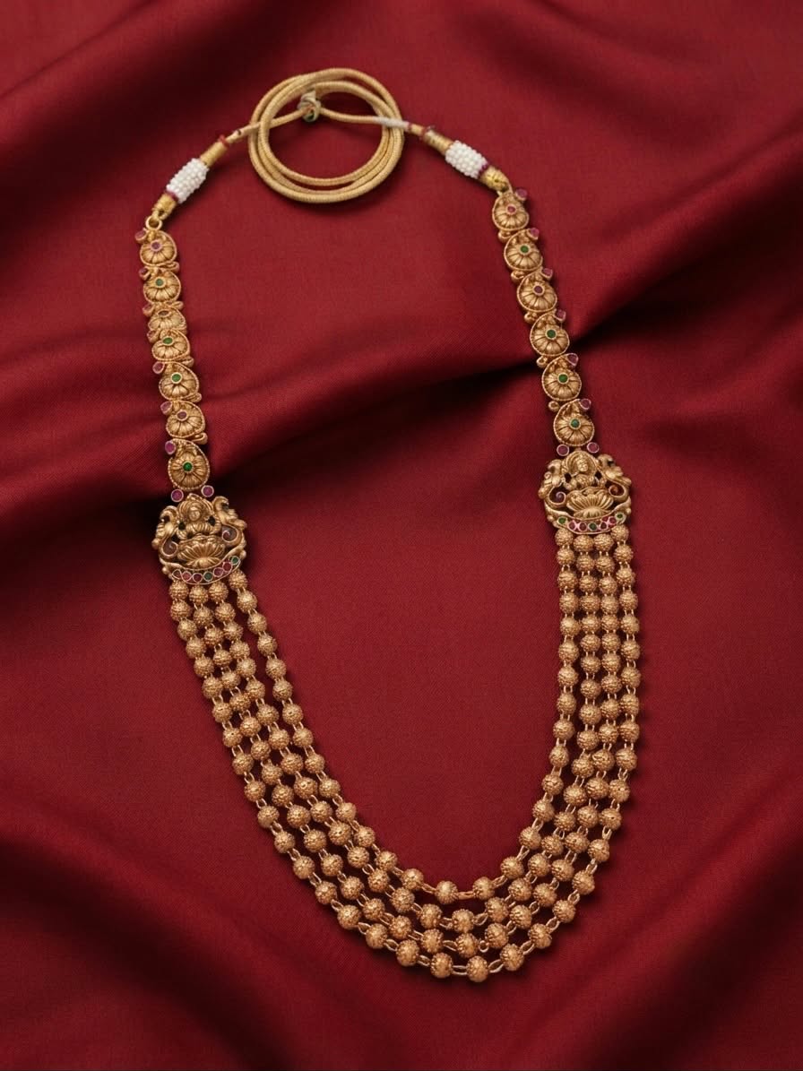 Antique Style Four Layer Mohan Mala with Lakshmi Motif