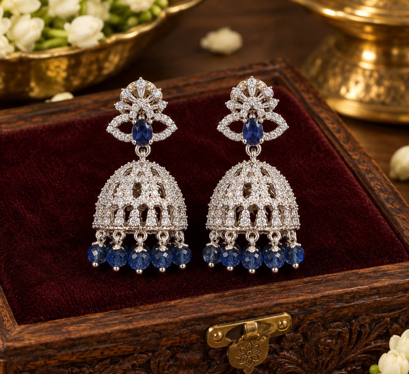 Royal Blue CZ Jhumka