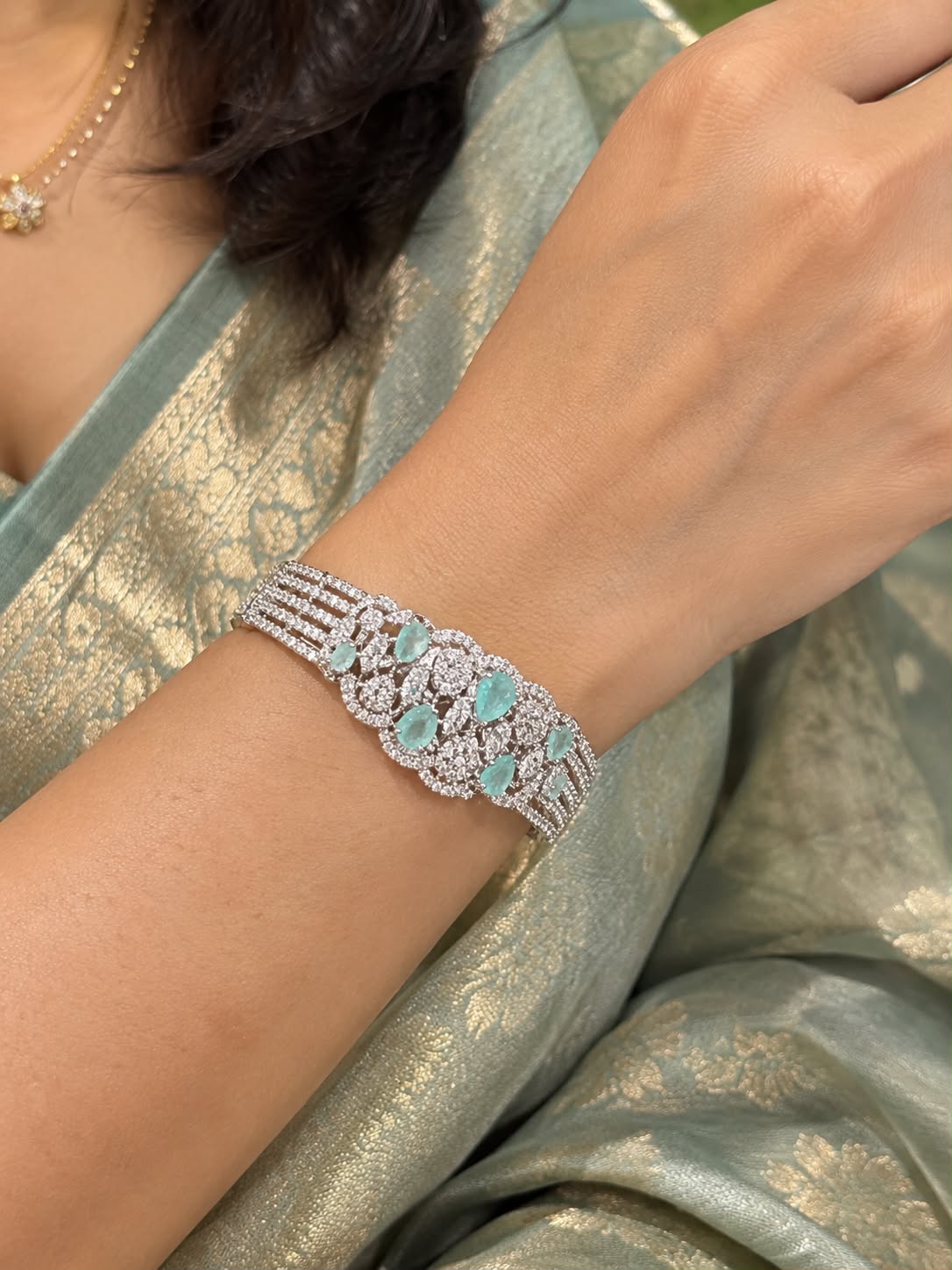 Elegant Emerald and CZ Bracelet