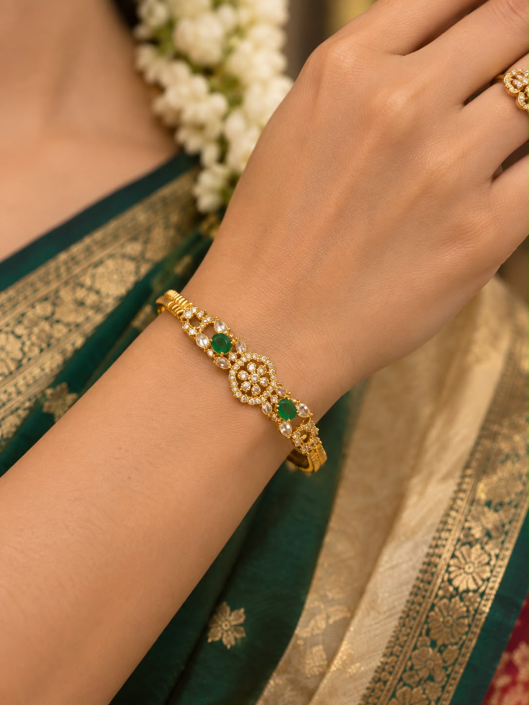 Emerald Floral CZ Bracelet